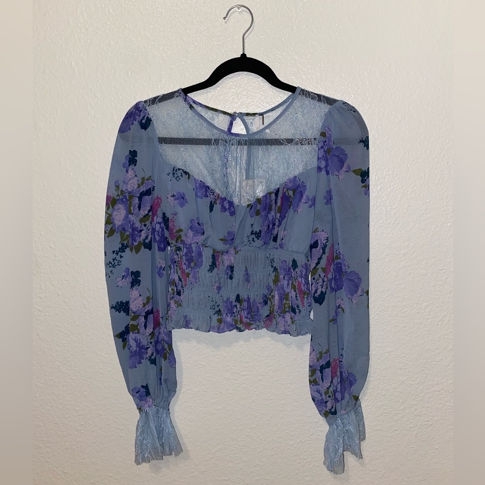 Free People Daphne Blouse in Blue